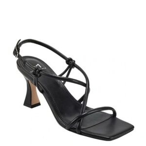 Marc Fisher Dayne Slingback Heeled Leather Sandal in Black - NWT